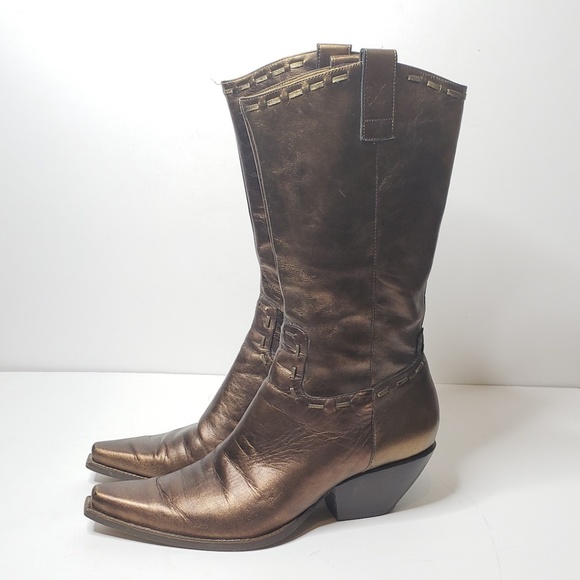 BCBGirls Shoes - BCBGirls Bronze Leather Cowboy Boots Size 8B
